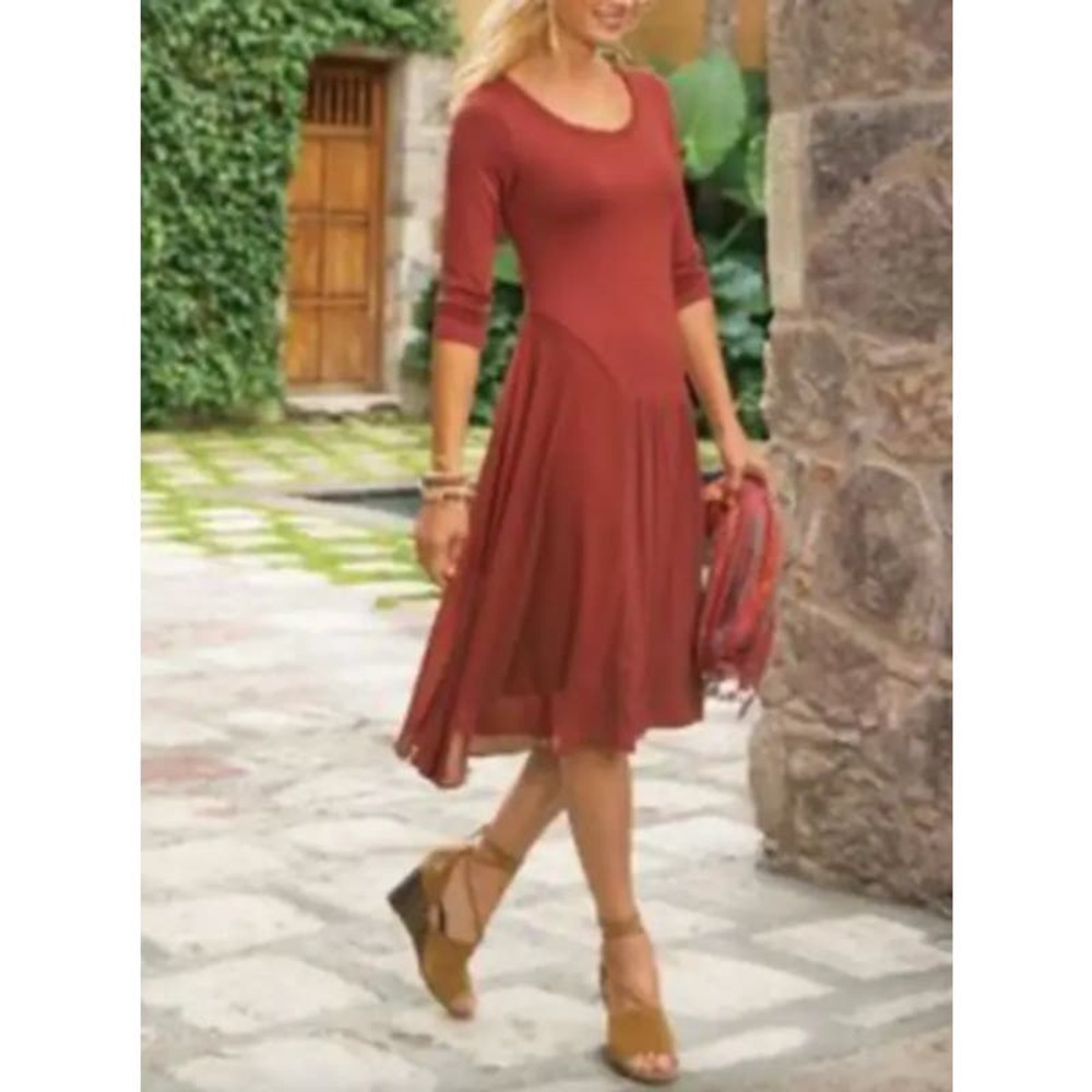 Soft Surroundings En Pointe Asymetric Dress Rust Size Large Style 29151